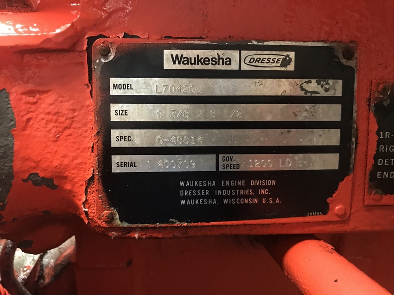 Used Waukesha L7042GU Natural Gas Generator, 21,630 Hrs