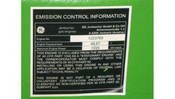 Used Jenbacher J320GS C81 Natural Gas Generator