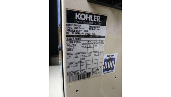 Used Kohler 60REOZJB Diesel Generator, 3087 Hrs