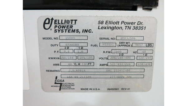Used John Deere 6081TF001E Diesel Generator