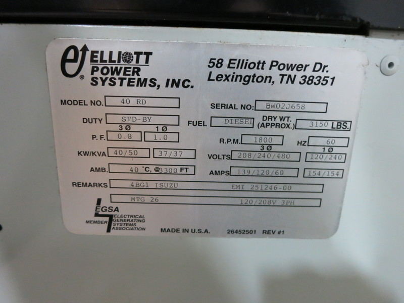 Used Isuzu 40 RD Diesel Generator, 165 Hrs