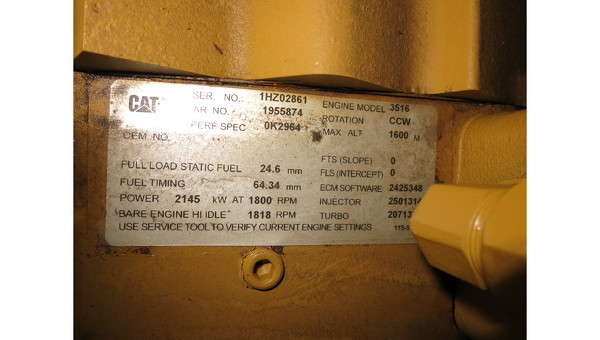 Used Caterpillar 3516B Diesel Generator QTY 5