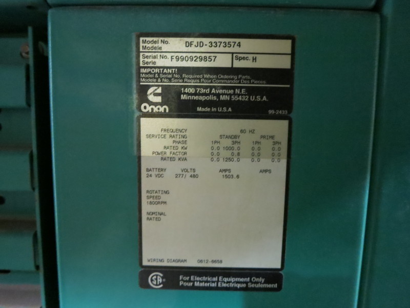 Used Cummins DFJD Diesel Generator, 144 Hrs