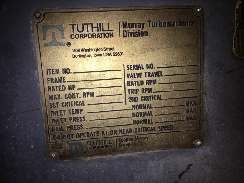 Used Murray 1500 kW RJG2 Steam turbine