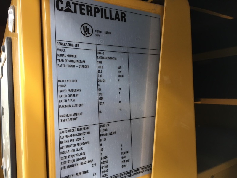 Used Caterpillar D80-6 Diesel Generator, 117 Hrs, EPA Tier 3