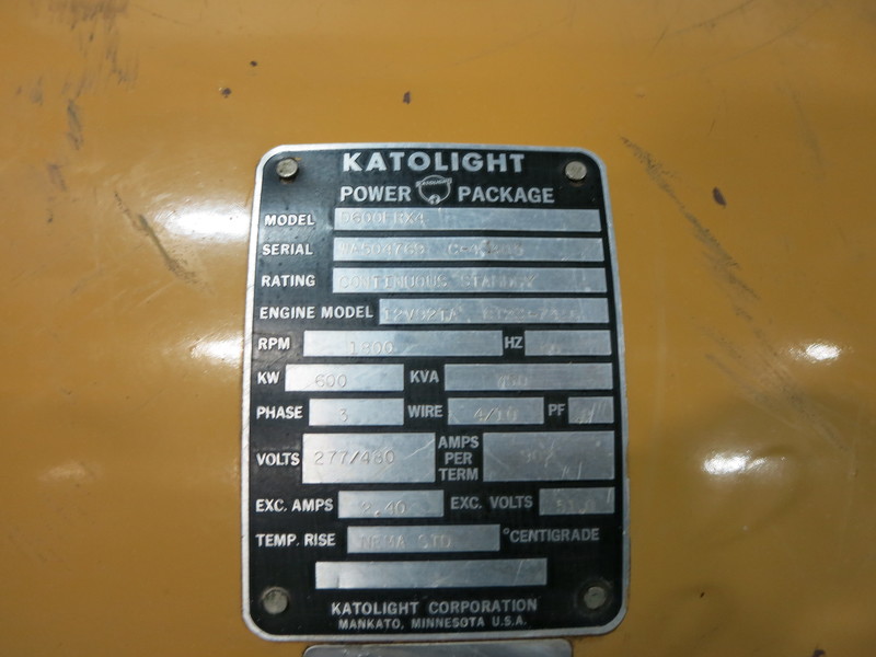 Used Katolight D600FRX4 Diesel Generator, 1933 Hrs