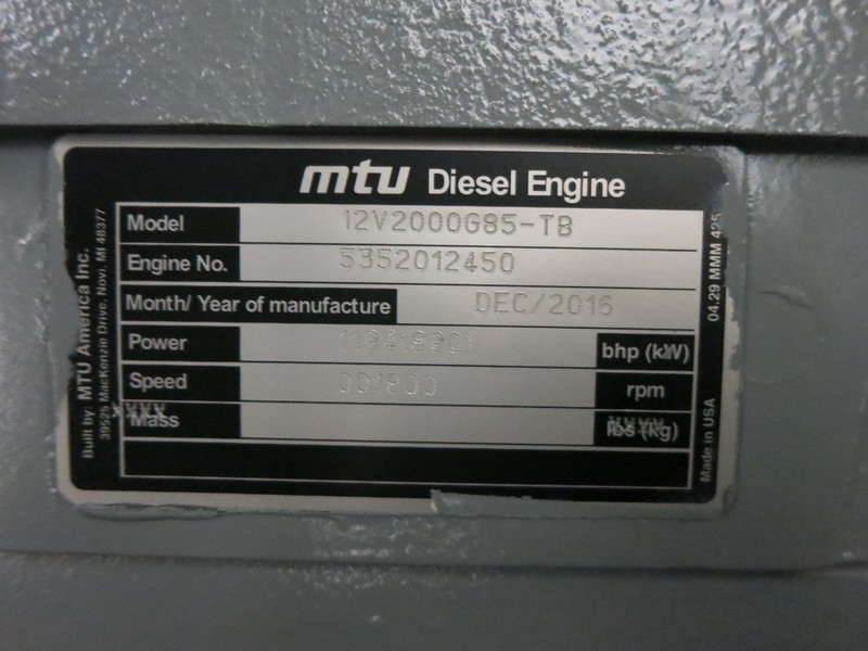 New MTU DS800 Diesel Generator, 0 Hrs, EPA Tier 2