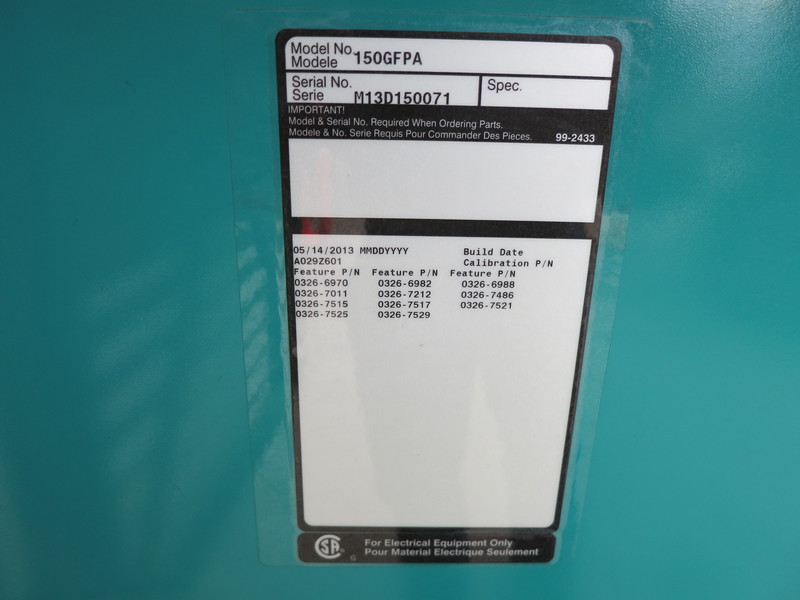 Used Cummins 150GFPA Natural Gas Generator, 524 hrs