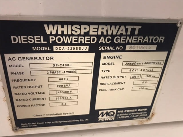 Used Multiquip DCA-220SSJU Diesel Generator