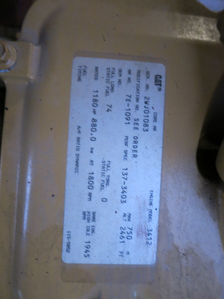 Used Caterpillar 3412 Diesel Generator, 1680 Hrs