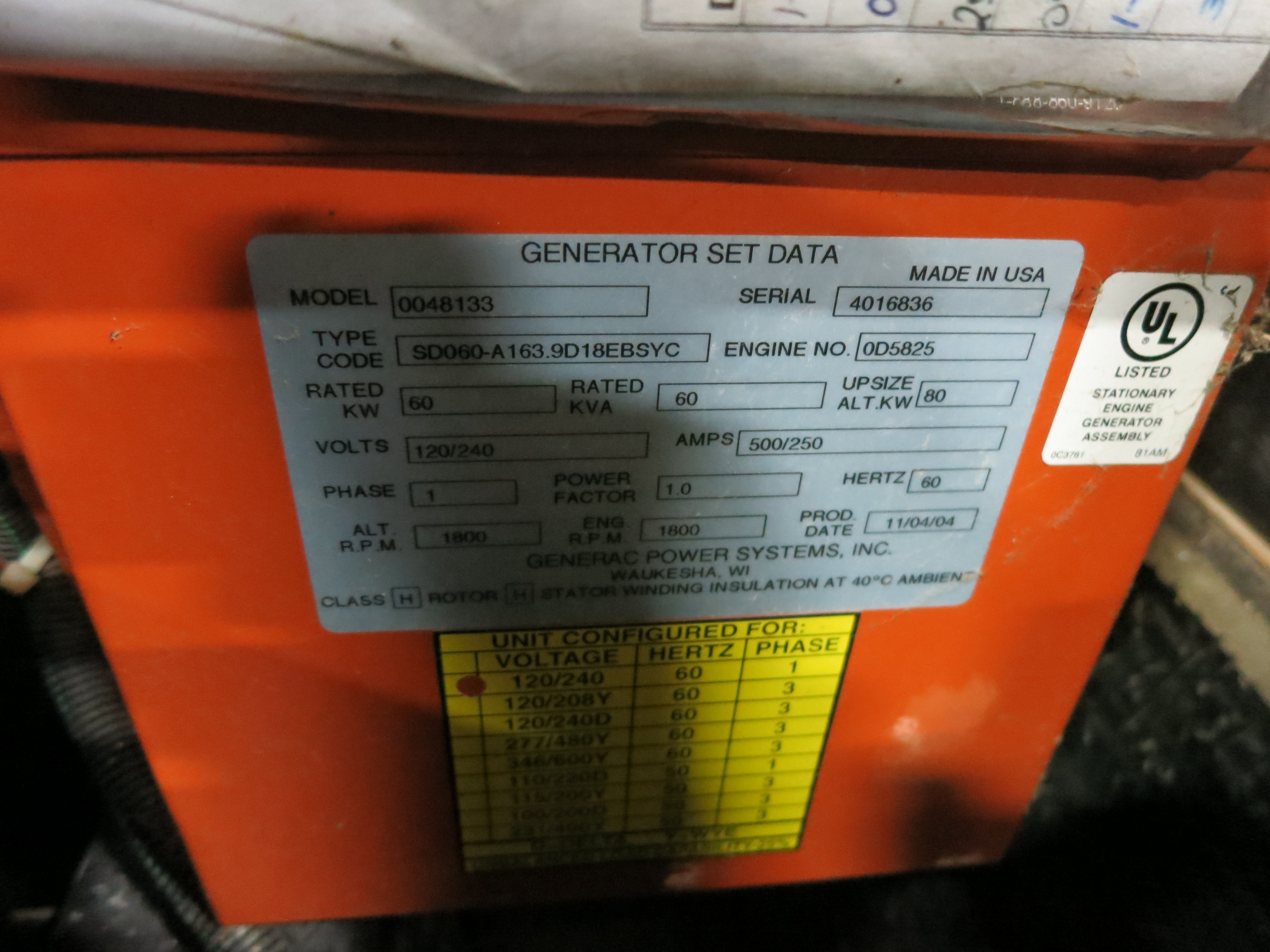 Used Generac 4D34-T Diesel Generator | 60 KW | 0 Price | CSDG