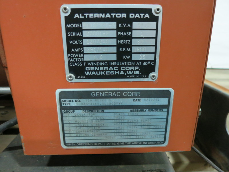 Used Generac 5.0L Natural Gas Generator