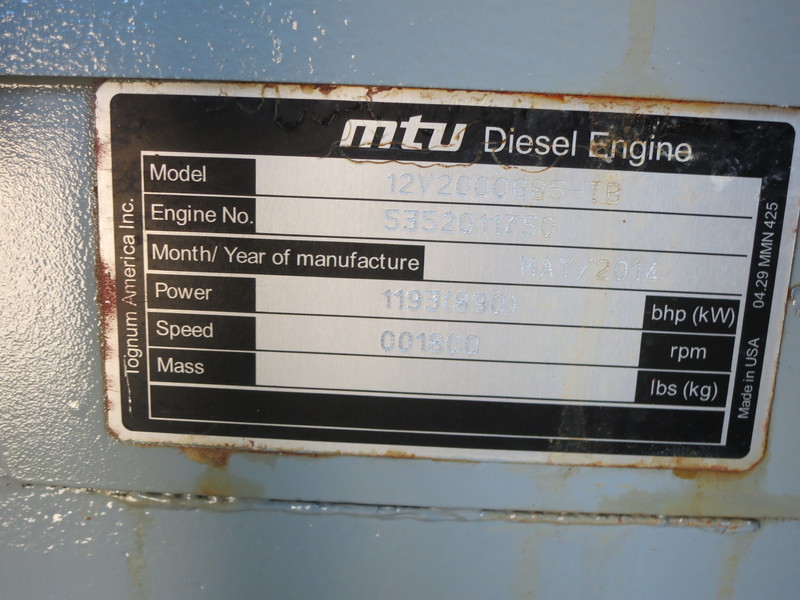 New MTU 750RXC6DT2 Diesel Generator 0 Hrs EPA Tier 2