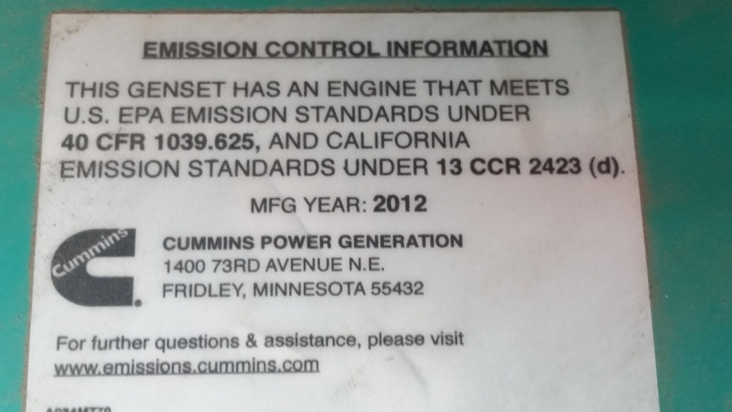 Used Cummins DQFAD Diesel Generator 225 hrs EPA Tier 2