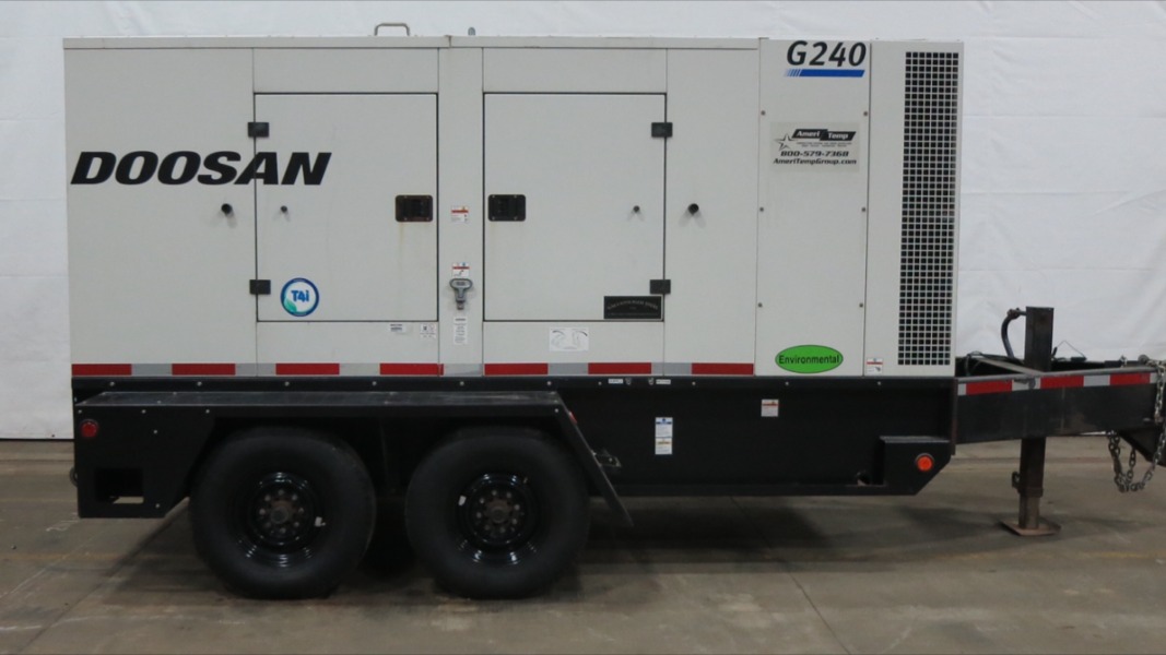 Used Doosan / Cummins G240 Rental Grade Diesel Generator, 2488 Hrs