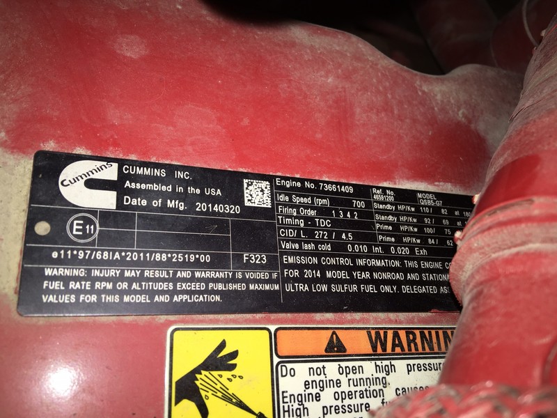 Used Doosan / Cummins G70 Rental Grade Diesel Generator, 1972 Hrs