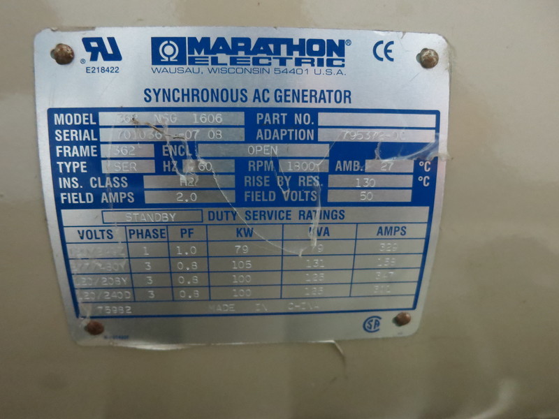 Used Katolight NL60GG6 Natural Gas Generator, 0 Hrs