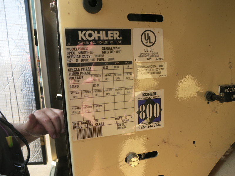 Used Kohler 80REOZJD Diesel Generator, 492 Hrs, EPA Tier 3