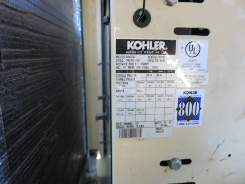 Used Kohler 4045HF285 Diesel Generator, 116 Hrs