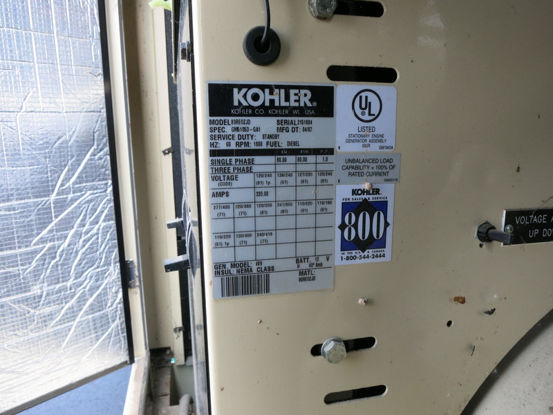 Used Kohler 80REOZJD Diesel Generator, 286 Hrs, EPA Tier 3