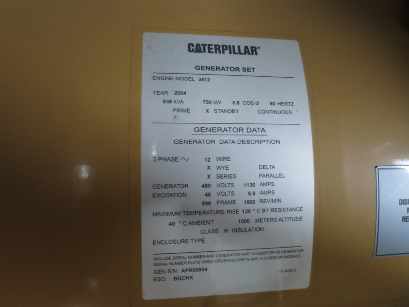 Used Caterpillar 3412 Diesel Generator, 394 Hrs