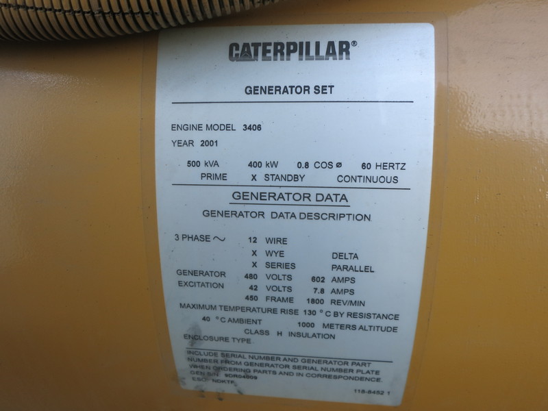Used Caterpillar 3406 Diesel Generator, 406 Hrs