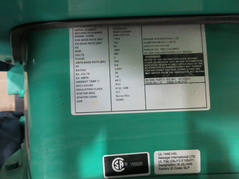 Used Cummins DSGAB Diesel Generator, 533 Hrs, EPA Tier 3,