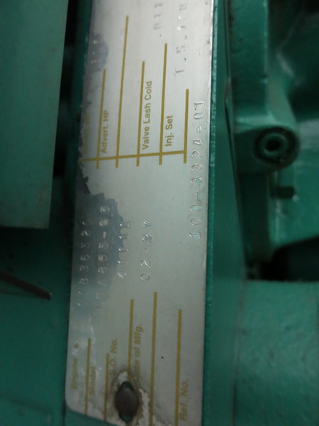 Used Cummins DFCE NTA855-G5 Diesel Generator, 311 Hrs