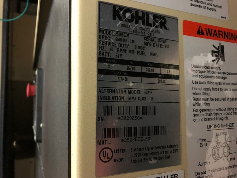 Used Kohler 250REOZJE Diesel Generator, 98 Hrs, EPA Tier 3