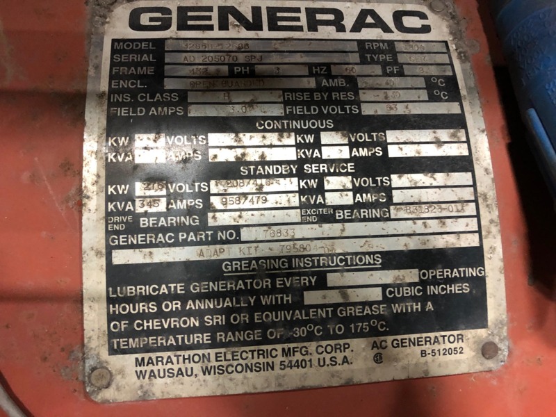 Used Generac SD0150 Portable / Trailered Diesel Generator, 998 Hrs