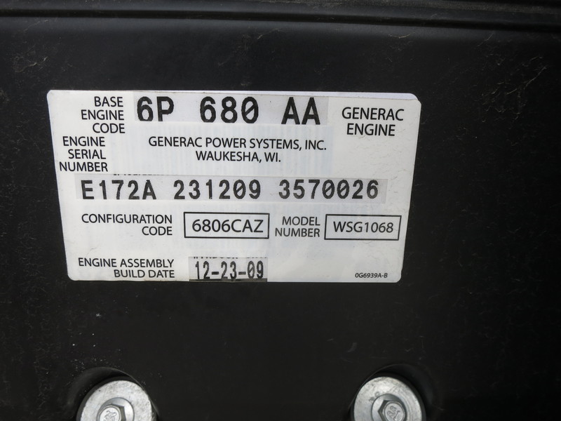 Used Generac ST130 LP / Natural Gas Generator, 219 hrs