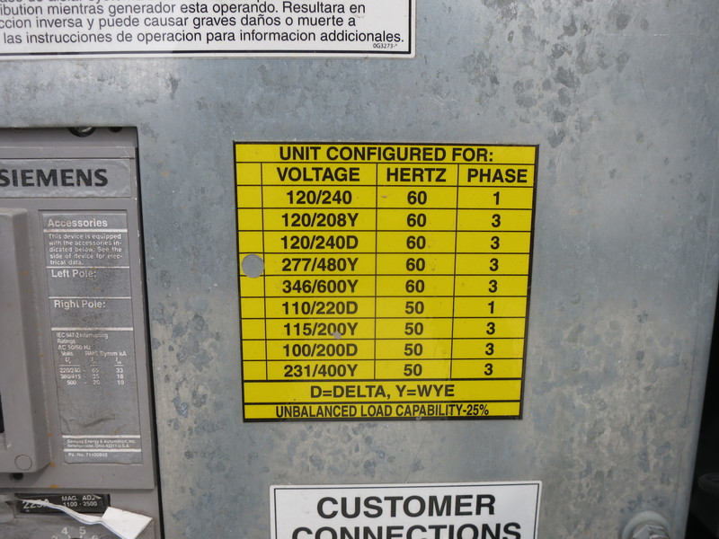 Used Generac ST130 LP / Natural Gas Generator, 219 hrs