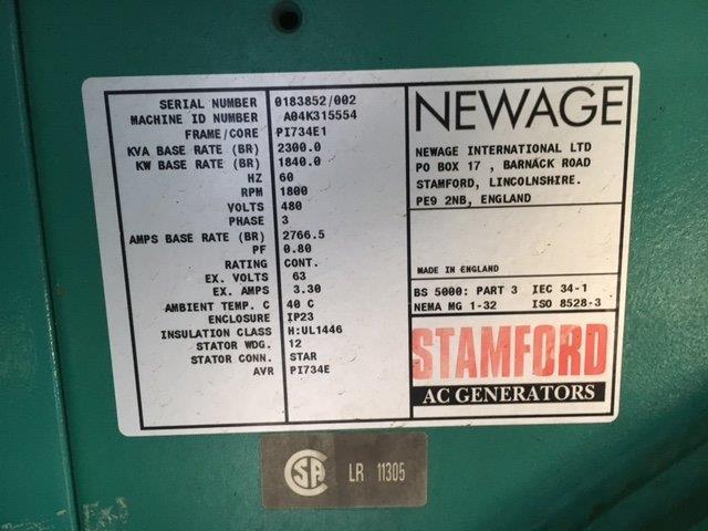 Used Cummins DFLE KTA50-G9 Diesel Generator, 575 Hrs