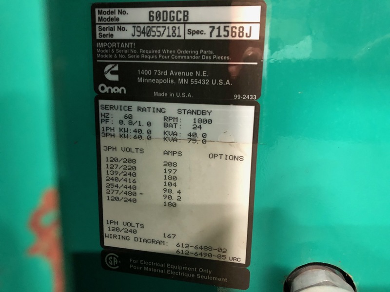 Used Cummins DGCB Diesel Generator, 490 Hrs