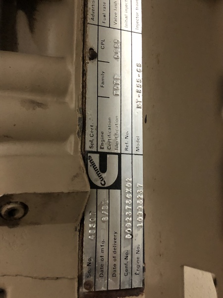 Used Cummins NT855-G5 Diesel Generator, 735 Hrs