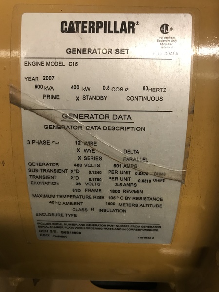 Used Caterpillar C15 Diesel Generator 175 Hrs EPA Tier 3