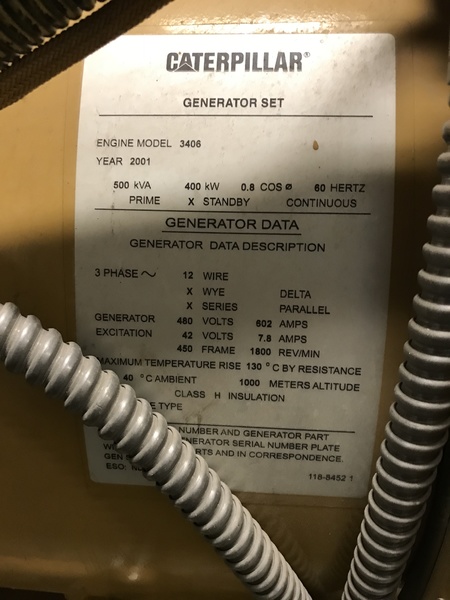 Used Caterpillar 3406 Diesel Generator, 313 Hrs