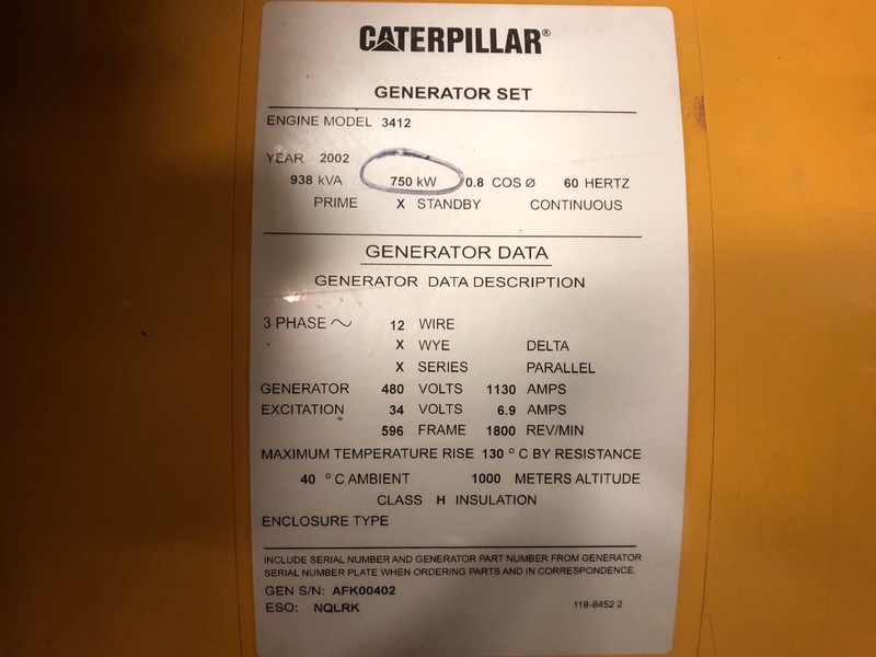 Used Caterpillar 3412 Diesel Generator, 325 Hrs