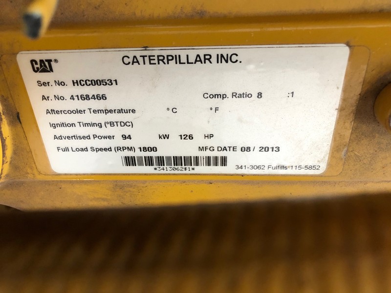 Used Caterpillar G3306NA Natural Gas Generator, 849 Hrs