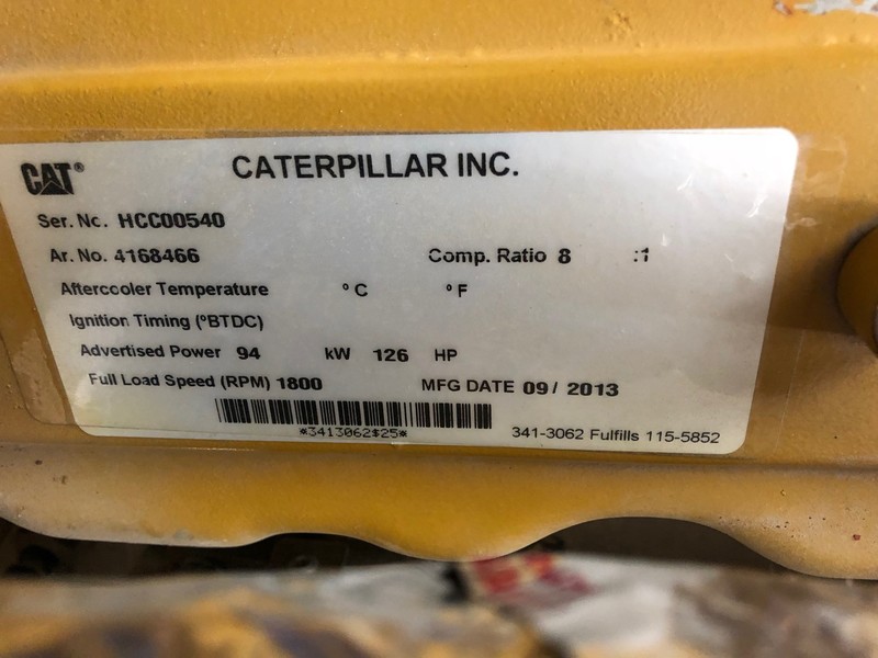 Used Caterpillar G3306NA Natural Gas Generator 1834 Hrs