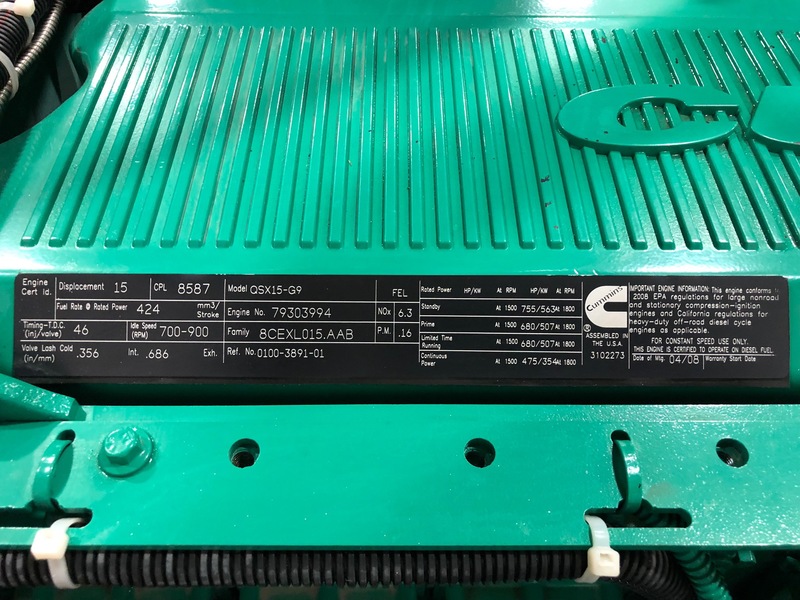 Used Cummins DFEG Diesel Generator, 110 Hrs EPA Tier 2