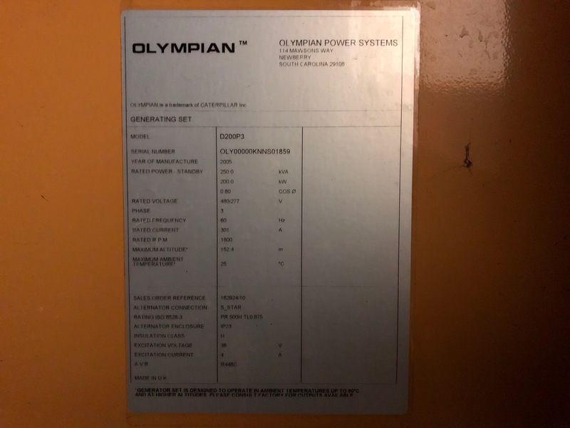 Used Caterpillar D200P3 Diesel Generator, 90 Hrs