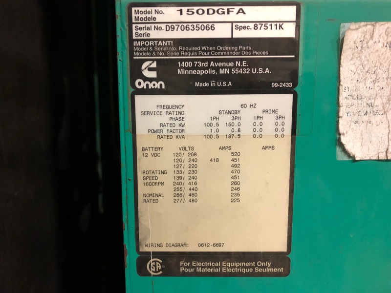 Used Cummins DGFA Portable / Trailered Diesel Generator, 1470 hrs