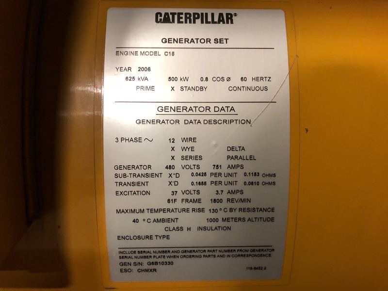 Used Caterpillar C15 Diesel Generator 236 Hrs