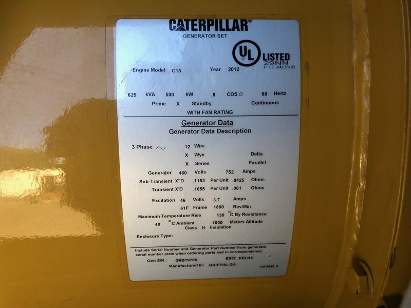 Used Caterpillar C15 Diesel Generator 207 Hrs EPA Tier 2