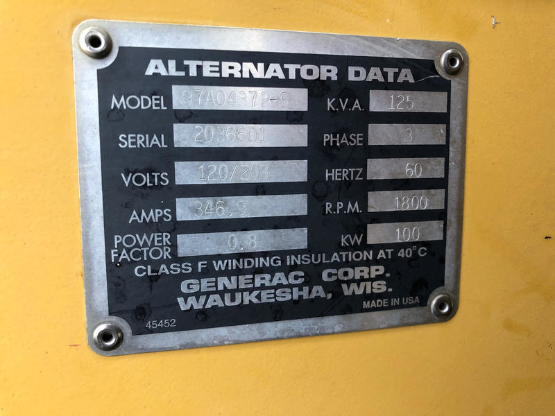 Used Caterpillar Olympian D100 Diesel Generator, 417 Hrs