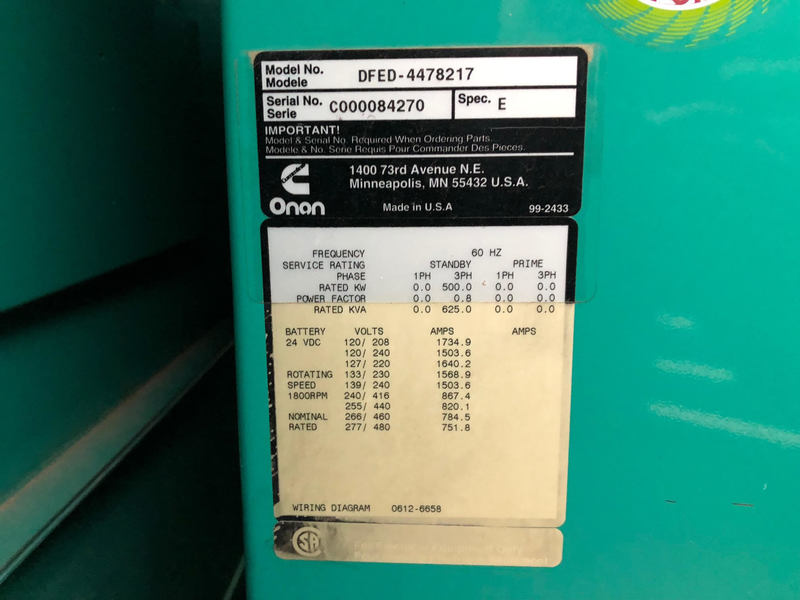 Used Cummins DFED KTA19-G4 Diesel Generator, 229 Hrs