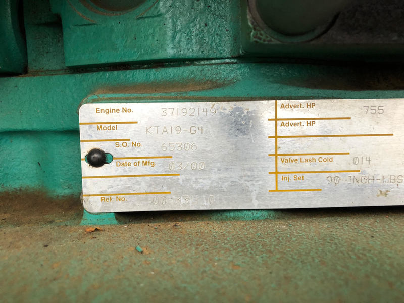 Used Cummins DFED KTA19-G4 Diesel Generator, 229 Hrs