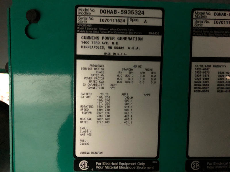 Used Cummins DQHAB Diesel Generator, 414 Hrs EPA Tier 3