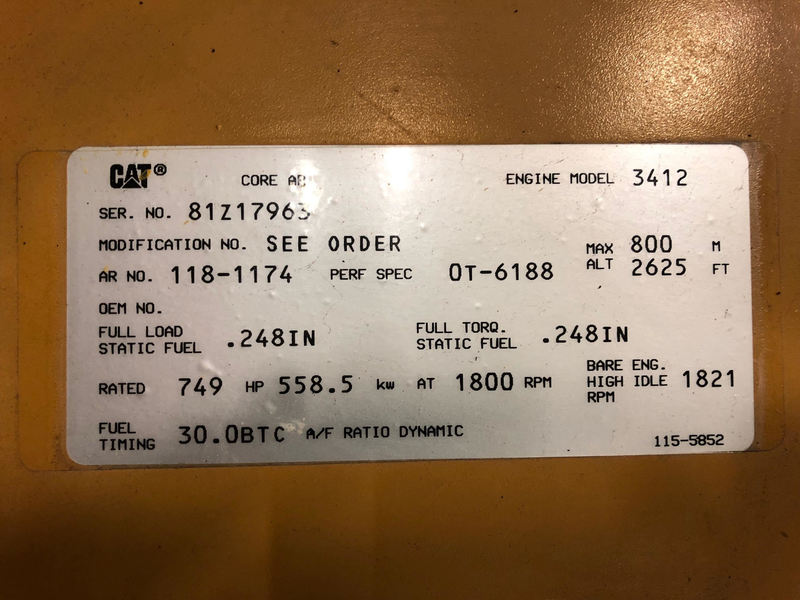 Used Caterpillar 3412 Diesel Generator, 883 Hrs
